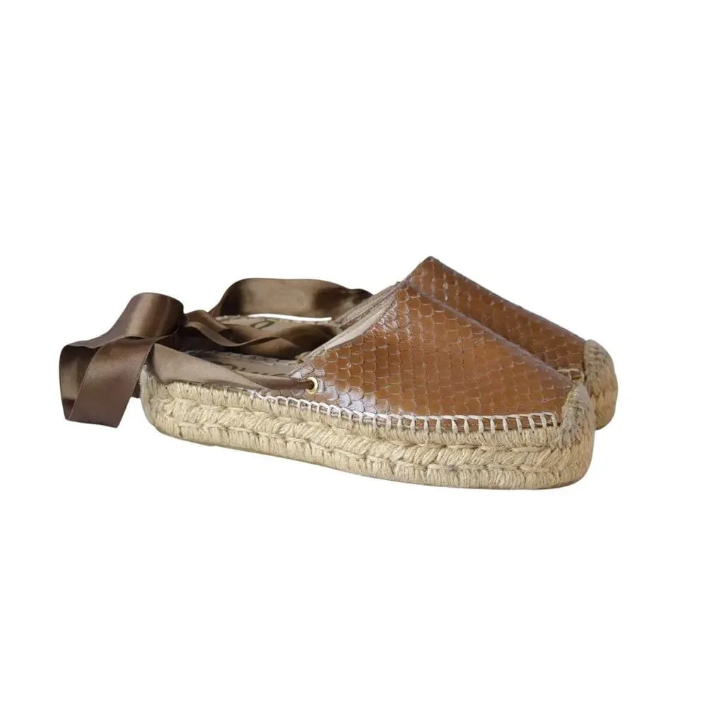 Sam Edelman Brown Leather Lace Up Espadrilles EU 37 (US 7)